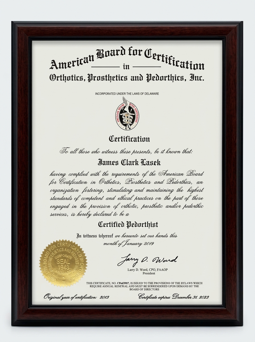Certified Pedorthist Certificate